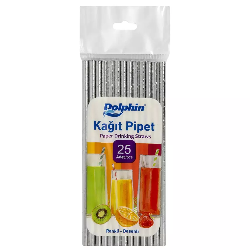 Dolphin Kağıt Pipet Desenli 25'li - 1