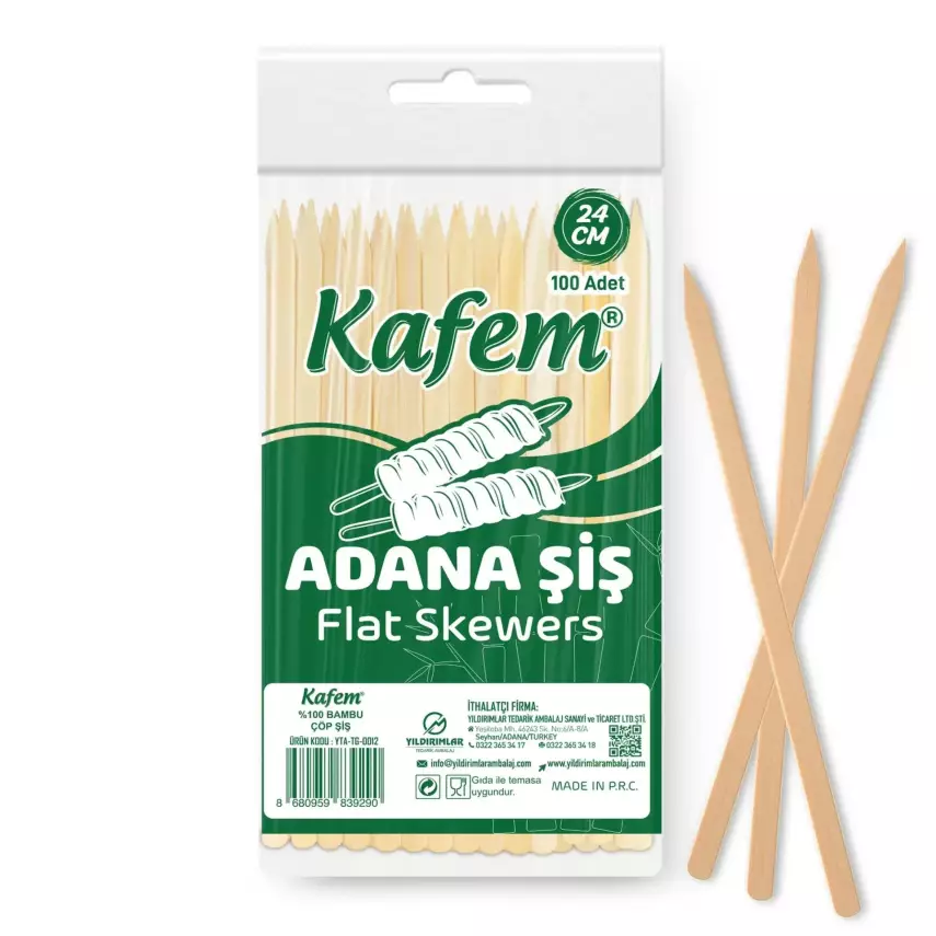 Kafem Bambu Adana Çöp Şiş 24 Cm 100 Adet - 1