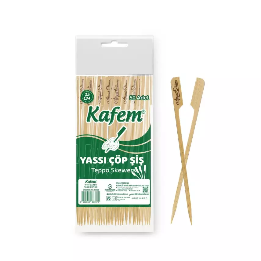 Kafem Yassı Çöp Şiş 15 Cm 50 Li - 1