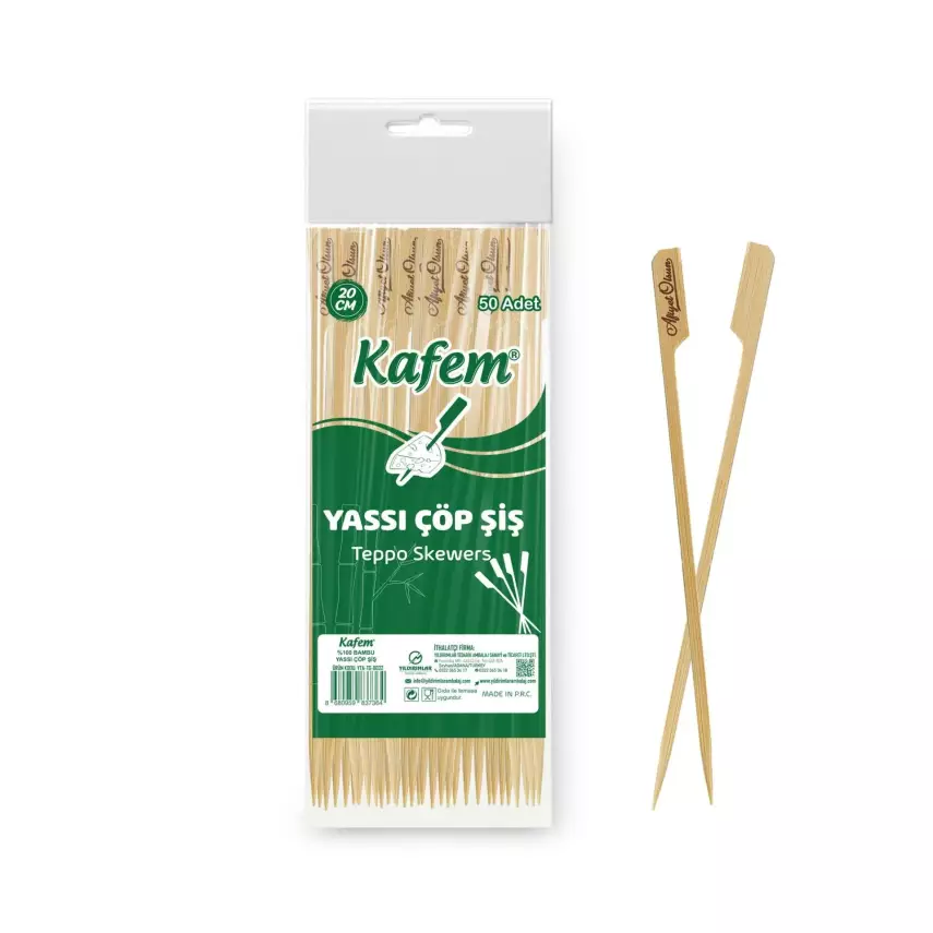 Kafem Yassı Çöp Şiş 20 Cm 50 Li - 1
