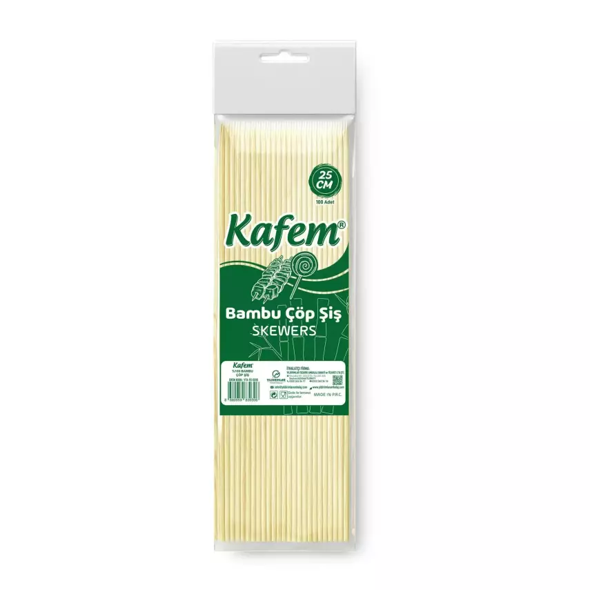 Kafem Yassı Çöp Şiş 25 Cm 100 Lü - 1