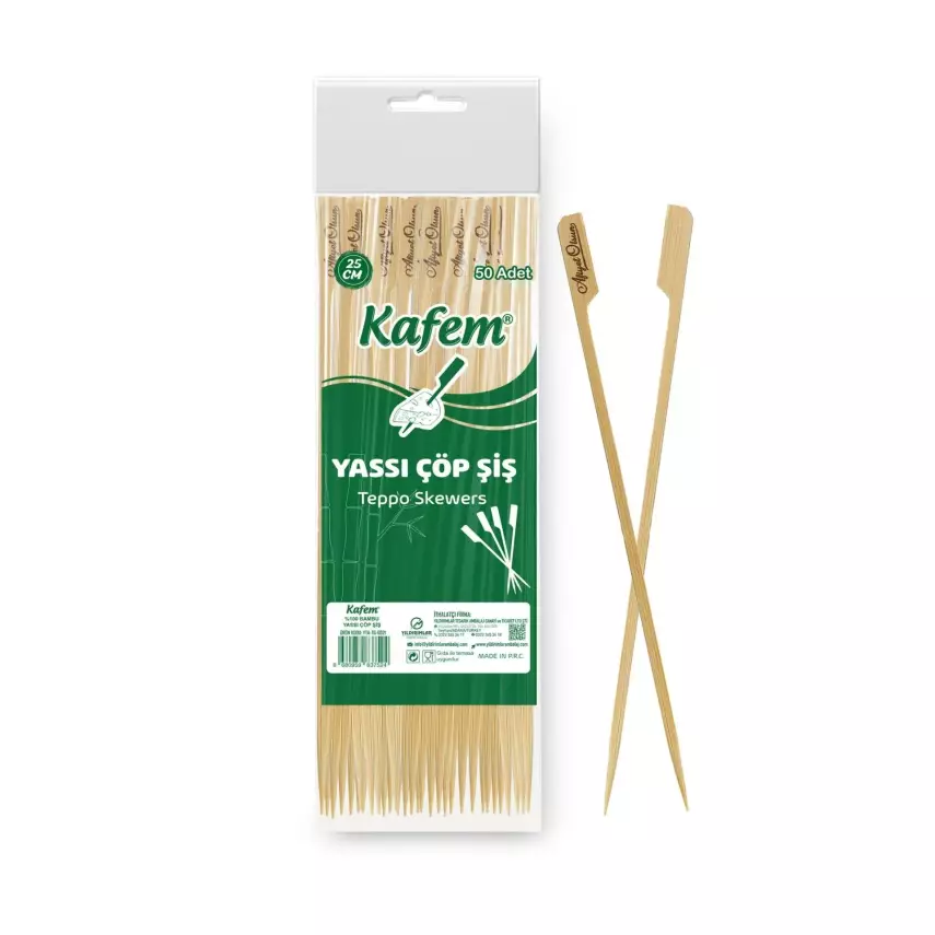 Kafem Yassı Çöp Şiş 25 Cm 50 Li - 1