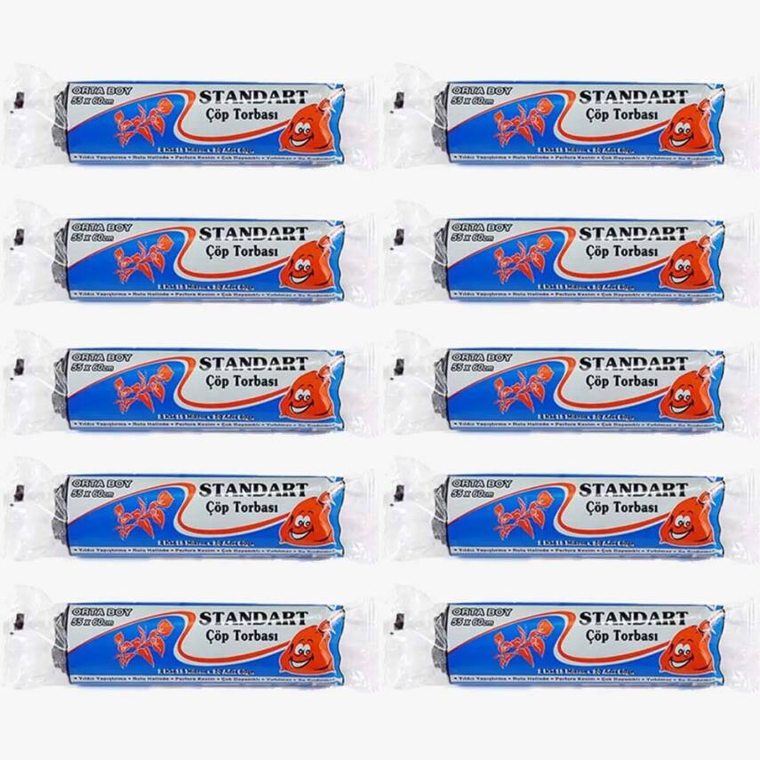 Kazanç Standart Çöp 80 Gr Siyah Orta 55x60 (10'lu Paket) - 1