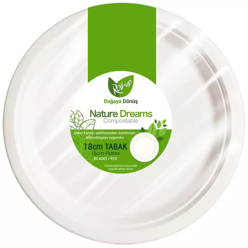 Roll Up Nature Dreams Doğa Dostu Karton Tabak 18 Cm 50'li - 1