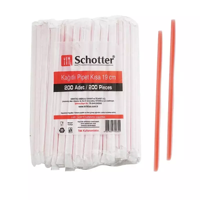 Sholder Kağıtlı Pipet Kısa 19 Cm 200 Adet - 1